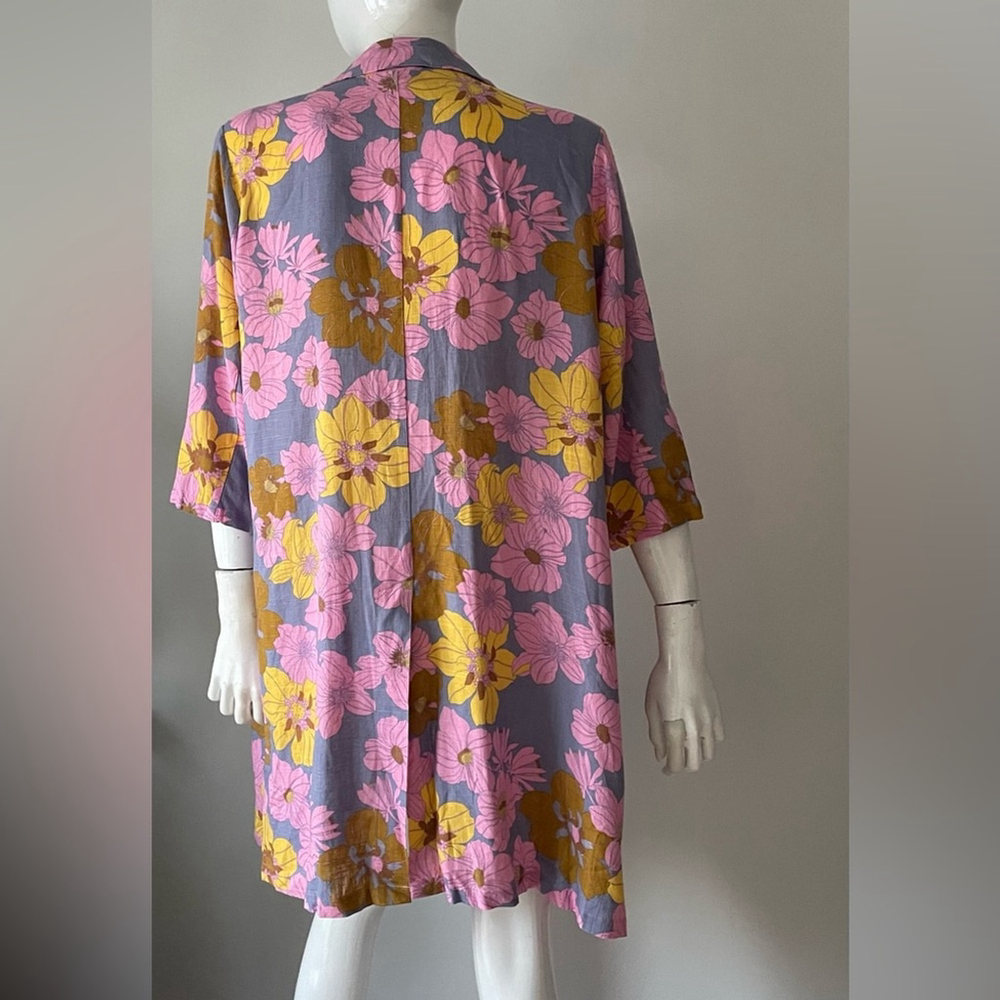 Vero Moda Pink and Yellow Floral Blazer linen blend 14 - Picture 3 of 7